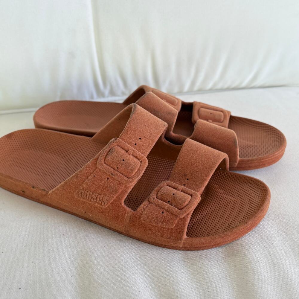 Freedom Moses Sandals 42 43 12 Tan Velveteen Rust Boho Comfort Western Travel
